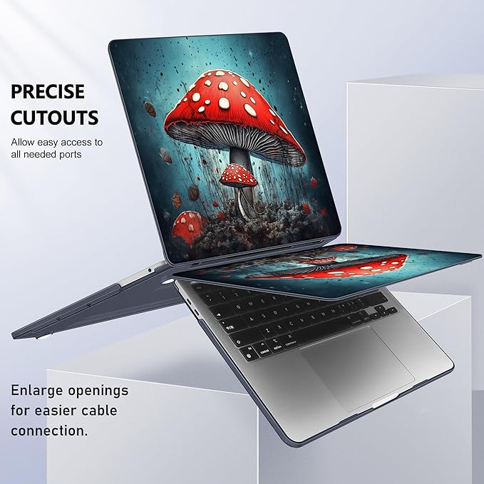 May Chen for New MacBook Pro 13 Case 2022 2020 Release (A2338 M1 M2/A2289/A2251), Plastic Crystal Hard Shell Case Cover with Keyboard Cover for MacBook Pro 13-inch Touch Bar, Mushrooms