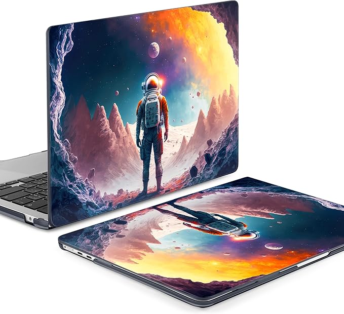Batianda Premium Case for New MacBook Air 15 inch 2025 2024 2023 with M4 M3 M2 Chip, Designed Black Protective Plastic Hardshell & Keyboard Cover & Screen Protector, Astronaut