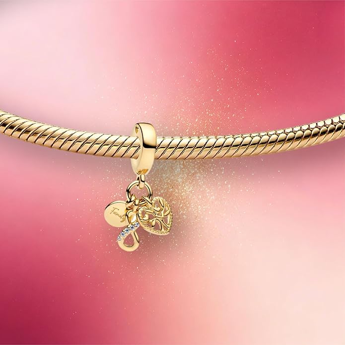 Gold Heart Family Charms Bead for Bracelets and Necklaces Jewelry Charm for Women Valentine Mother's Day