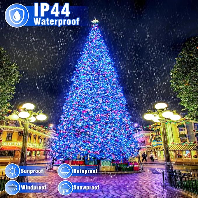 66FT 200 LED String Lights Outdoor Indoor, Plug in Christmas String Lights Waterproof with 8 Modes, Connectable Clear Wire Fairy Light for Home Wedding Garden Xmas Party Decor, Blue
