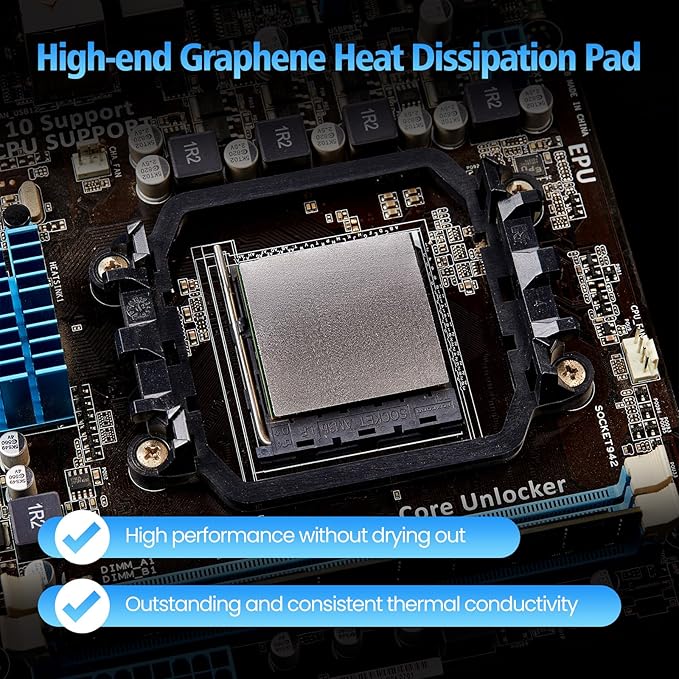 Thermal Pad,33 * 33 * 0.2mm,Graphene Thermal Pads for GPU/CPU/SSD/Electronics - Highly Efficient, Compressible (33 * 33mm)