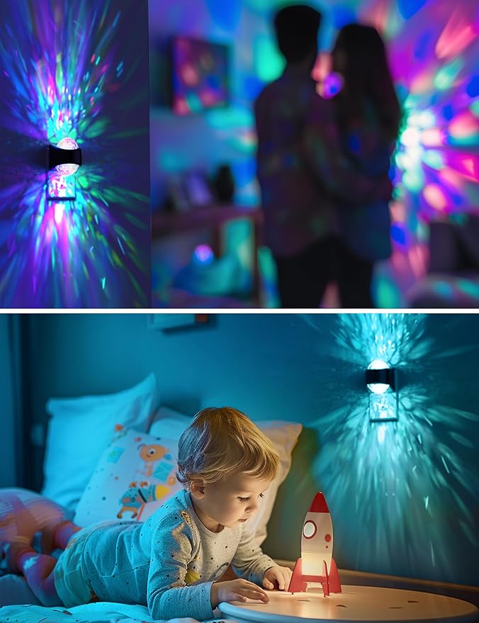 L LOHAS LED Night Light for Kids,Night Light Projector with Dusk to Dawn Sensor,9 Color Changing, Star Projector Galaxy Nightlight for Playroom Christmas Party Birthday Gifts