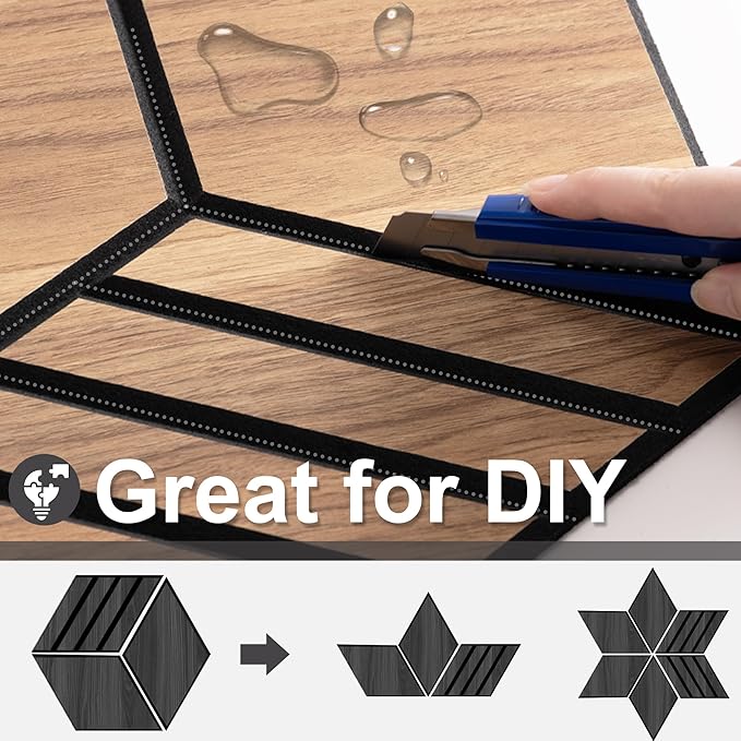 Mollywell Hexagon Acoustic Panels, Black Oak TW4, 14x12x0.4 Inch, 12 Pack |Wood Veneer|High Density Sound Proofing Wall Panels|Self Adhesive Sound Dampening Felt Wall Tiles|Home Theater|Gaming Room|