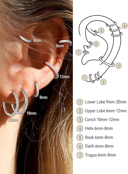 FaithHeart Sterling Silver Hoop Earrings for Women, Hypoallergenic Huggie Hoop Earrings Lightweight Small Cartilage Earrings Hoop Earring Dainty Everyday Earrings 6/8/10/12/14/15/16/18/20mm