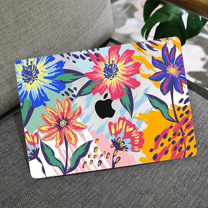 MEEgoodo Case for MacBook Air M4/M3/M2 13.6 inch 2025 2024 2022, Fit Model A3240 A3113 A2681, Compatible with MacBook Air 13 inch, Laptop Hard Shell Case with Keyboard Cover, Art Painted Flowers