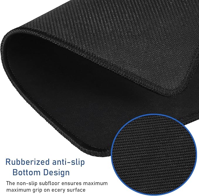 Large Extended Gaming Mouse Pad with Stitched Edges, 47.3 X 23.6 in Desk Pad Durable Non-Slip Natural Rubber Base, Waterproof Computer Keyboard Mat for Esports Pros, Gamer, Desktop, Black