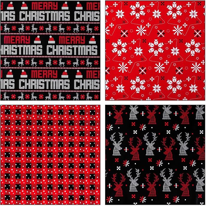 MAYPLUSS Christmas Wrapping Paper Jumbo Rolls - 30IN X 120IN - 4 Roll - Merry Christmas Reindeer Snowflake Plaid for New Year Holiday Party Kids
