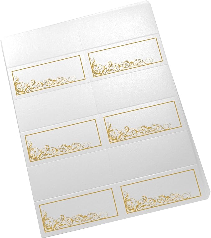 Scribble Vintage Swirl Printable Place Cards, Gold (Choose Color), Set of 60 (10 Sheets), Laser & Inkjet Printers - Wedding, Party, Dinner, and Special Events - Made in the USA