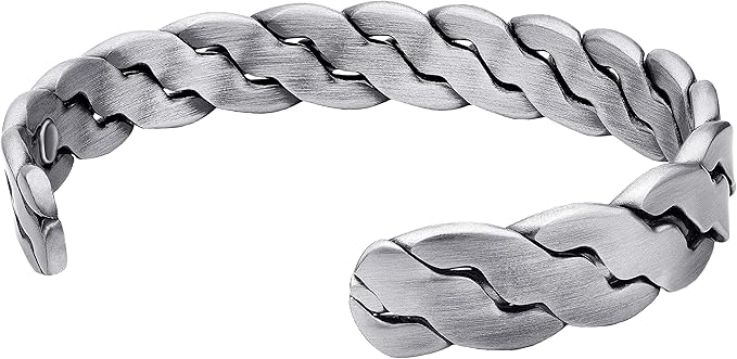 MagnetRX® Copper Magnetic Bracelets – Effective Pure Copper Bracelet for Men and Women – Copper Cuff Adjustable Bracelet Bangles (Twisted Brushed Silver)