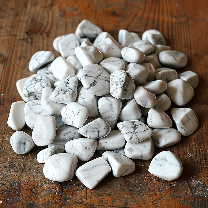 Polished Howlite Crystal Chips 200 Pcs - 0.3" 10 oz Tumbled Stone Chips Crushed Sea Glass Stones Healing Reiki Crystal Jewelry Making Home Decoration