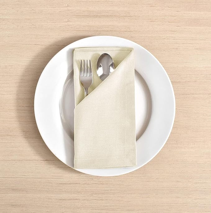 TARAN LIVING Solid Napkin Set Dinner Table Thick Cotton Washable Perfect for Dining Table Cloth Dinner Napkin Sets for Gifting Cotton Table Decor & DIY - Off White, Pack of 4 18x18 Inchs