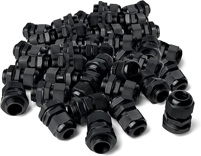 MGI SpeedWare 1/2" NPT Strain Relief Nylon Cord Grip Cable Glands, Black Plastic Grommet 100-Pack