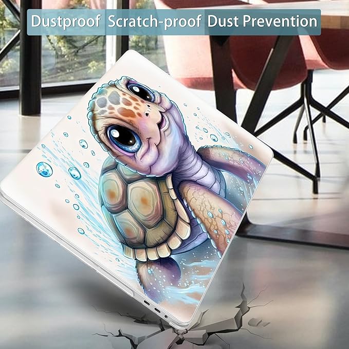 Mektron Case for MacBook Pro 16 Inch A2141 Cover 2019 Release 16" with Liquid Retina Display/Touch ID, Plastic Hard Shell with Keyboard Skin & Screen Protector & Dust Plug, Cute Turtle