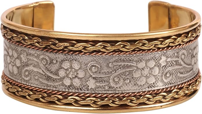 Touchstone Indian Bollywood Handcrafted Slip In Easy To Wear Stylish Wrist Enhancer Designer Broad Jewelry Cuff Bracelet For Women and Men.