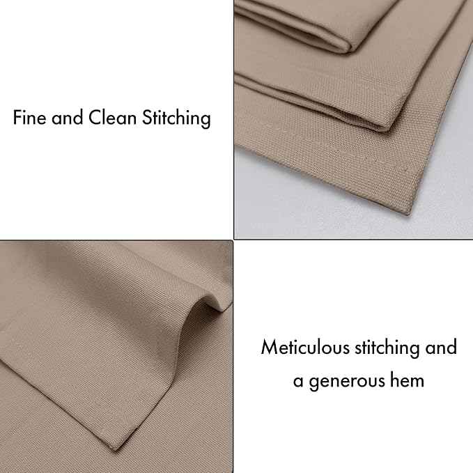 Ruvanti Premium Cloth Napkins Set of 12, 18x18 Inches, 100% Cotton, Washable, Soft & Absorbent, Perfect for Wedding, Christmas, Thanksgiving Dinners - Light Taupe