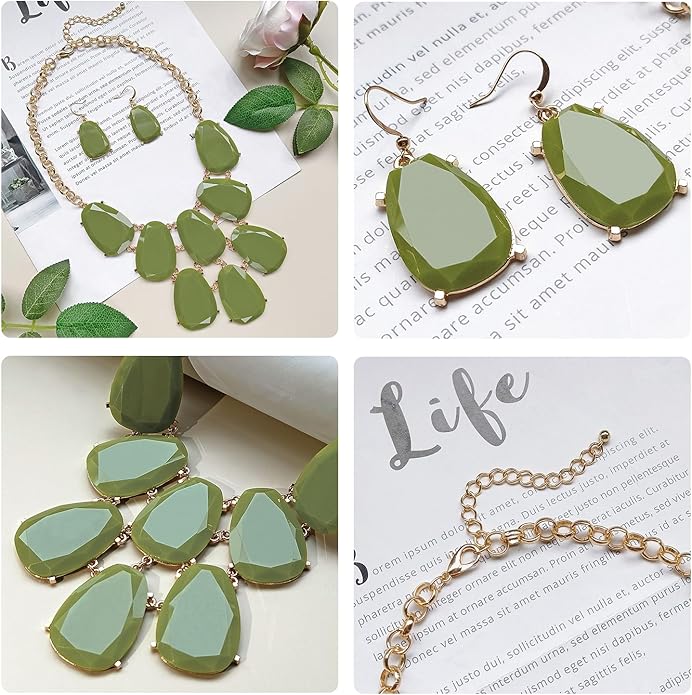 Firstmeet Chunky Bubble Statement Collar Necklace with Earrings for Women