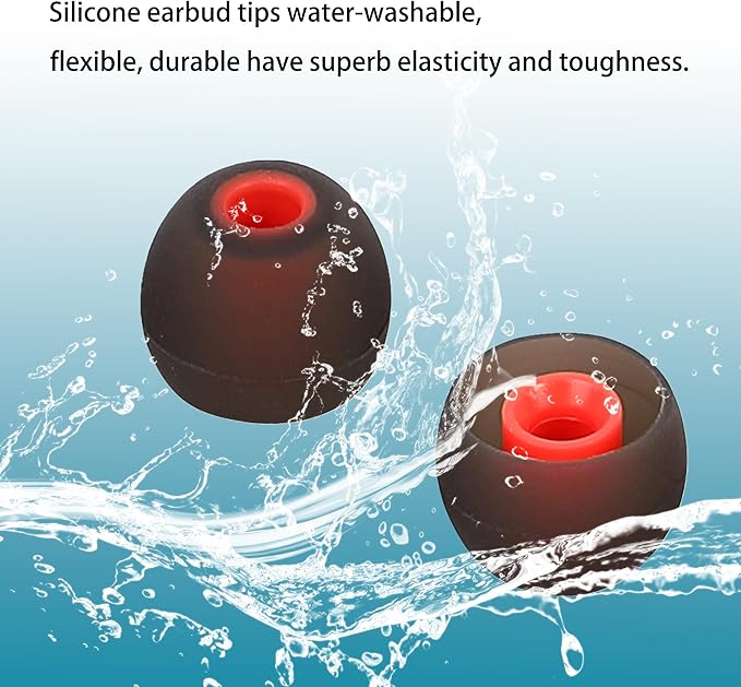Silicone Replacement Earbud Tips Ear Tips Fit Most in-Ear Earbuds(Inner Hole 3.8mm -5.1mm) Headphone Rubber Tips Earbud Covers 9 Pairs S M L