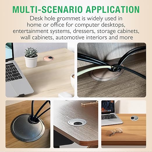 1 Pcs Desk Grommet 2-1/16" / 53 mm, Desk Cord Hole Cover, Cable Grommet Metal Zinc Alloy Materilal, Desk Hole Grommet for Home & Office Pc, Detachable Cable Cord Organizer-Bright Silver