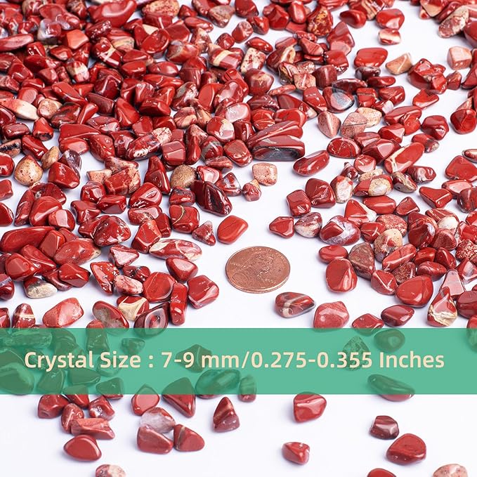 Polished Red Jasper Crystal Chips 200 Pcs - 0.3" 10 oz Tumbled Stone Chips Crushed Sea Glass Stones Healing Reiki Crystal Jewelry Making Home Decoration