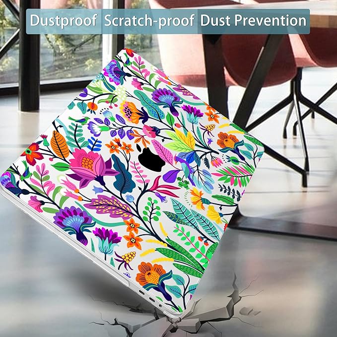 Mektron for MacBook Pro 16 inch Cover A2141 2019 2020 Release with Retina Display & Touch bar & Touch ID, Bright-Coloured Flowers Hard Case Shell Keyboard Cover Screen Protector Dust Plug
