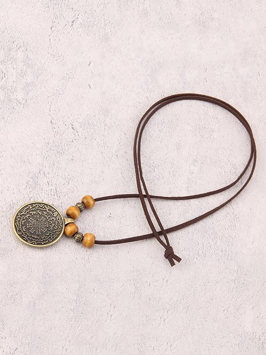 GelConnie Boho Necklaces for Women Vintage Silver Circles Long Pendant Necklace Cowgirl Sweater Necklace Adjustable Leather Choker Necklace for Women