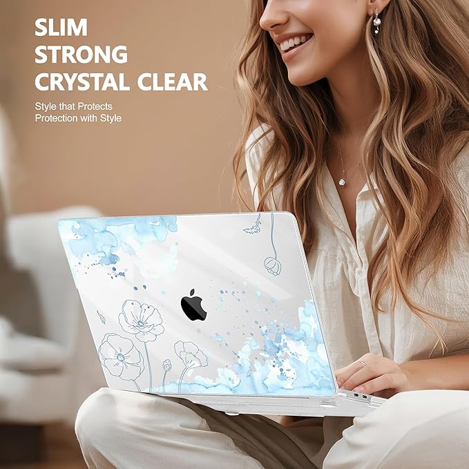 Case for MacBook Pro 13 inch with/Without Touch Bar (2016-2022, M2 A2338 M1 A2289 A2251 A2159 A1989 A1706 A1708), Hard Shell + Keyboard Cover + Dust Plug, Abstract Floral