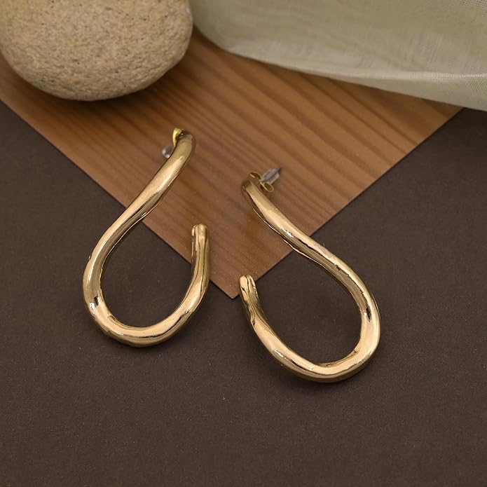 18K Gold Plated Sculptural Earrings Set for Women – Hypoallergenic, Lightweight, Modern Hoop & Drop Styles – 6 Bold Statement Designs – Christmas, Holiday, Thanksgiving Gift, Halloween