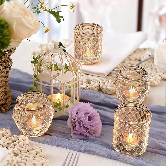 36pcs Gold Votive Candle Holders for Table Centerpiece, Glass Tea Light Candle Holder Set for Wedding Decor Home Party Decoration