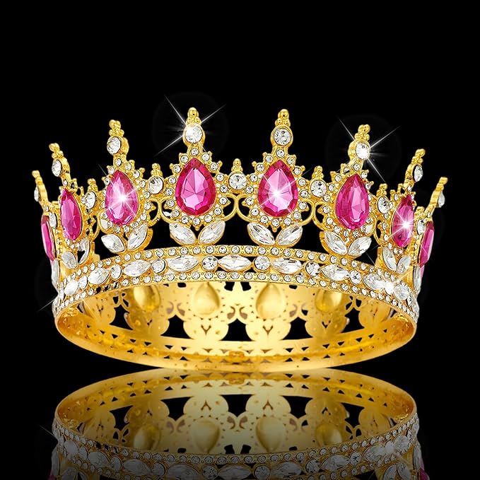 Queen Golden Rose Rhinestone Tiaras for Women - Costume Party Hair Accessories Princess Birthday Tiara Crystal Bridal Crown