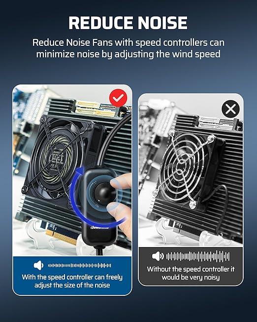 DEWENWILS 120V AC Quiet Muffin Fan, 80mm×25mm Waterproof Case Fan Cooling Fan with Speed Control, UL-Certified for DIY Cooling Exhaust Ventilation, Flame-Resistant, 2 Pack