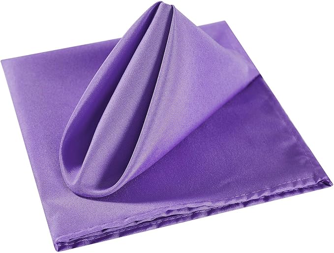 Cloth Napkins 17x17 inch Washable Polyester Dinner Napkins Soft Table Napkins for Wedding Party Dining Banquet(Purple,12PCS)