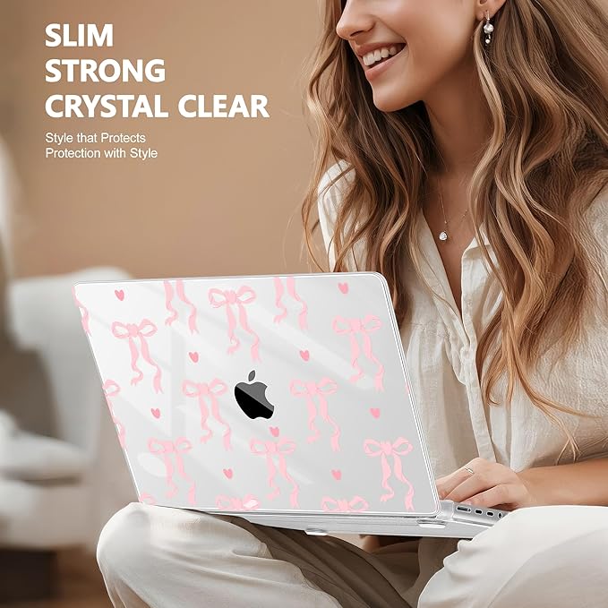 for MacBook Pro 16 inch Case 2021 2022 2023 2024 Release A3186 A3403 M4 A2991 M3 A2780 M2 A2485 M1 Pro/Max, Hard Shell Case with Screen Protector & Keyboard Cover, Bow