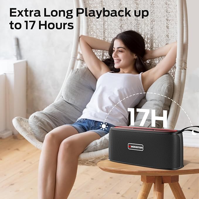 Monster Shock Portable Bluetooth Speaker,30W Loud Sound, IPX6 Waterproof Speaker,17 Hours Playback, Bluetooth 5.4 TWS Pairing Portable Wireless Speaker for Home, Outdoors