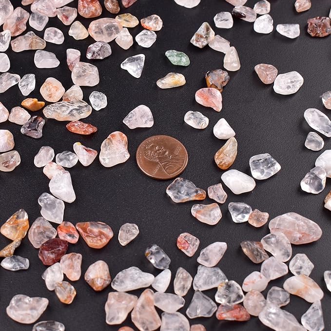Polished Cherry Blossom Agate Crystal Chips 200 Pcs - 0.3" 10 oz Tumbled Stone Chips Crushed Sea Glass Stones Healing Reiki Crystal Making Home Decoration
