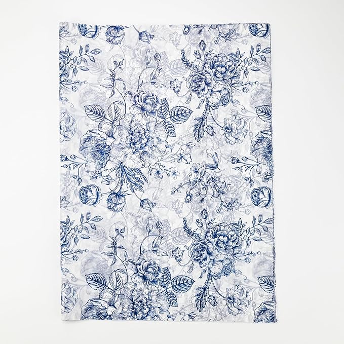 100 Sheets Blue Flower Gift Wrapping Tissue Paper Recyclable Greenery Botanical Packaging Bag for Wedding Birthday Showers Art Craft Party Favor Decoration