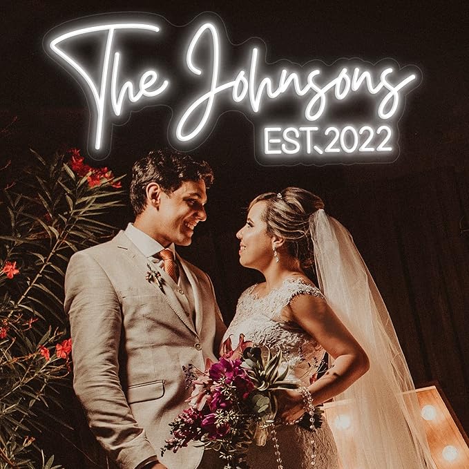Custom Neon Signs, Personalized Large Led Neon Lights Sign,Neon Sign Customizable for Wall Decor Wedding Birthday Party Bedroom Bar Shop Name Logo Lights (Optional 16" to 60") (2 Lines)