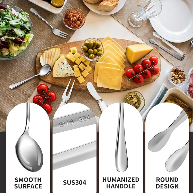 Charcuterie Boards Accessories(29 PCS) Cheese Spreaders for Charcuterie Board Mini Serving Spoon Fork Tongs Blank Toothpick Flags Bowl