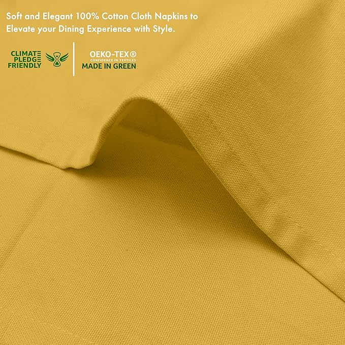 Ruvanti Premium Cloth Napkins Set of 6, 18x18 Inches, 100% Cotton, Washable, Soft & Absorbent, Perfect for Wedding, Christmas, ‎Thanksgiving Dinners - Spicy Mustard