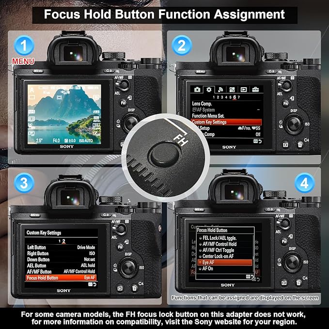 GEORDGY Lens Mount Adapter, EF-SE Pro for Canon EF/EF-S Lenses, Compatible with Sony E-Mount Series Cameras, Custom Assignable Functions to Focus Lock Button