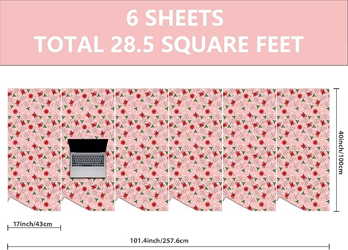 Vnaaem Funny Chrismas Wrapping Paper Roll for Women Aldut - Pink Xmas Floral, Happy Holiday Bixxh Text Rude Xmas Gift Wrap Sheets for Holiday Winter Birthday DIY Craft Party(Total 28.5sq.ft)