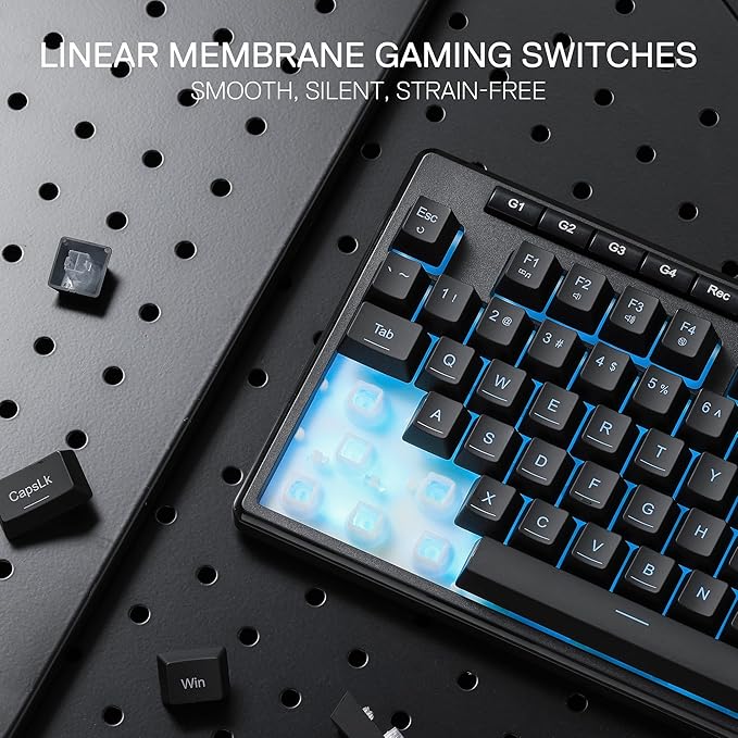 Redragon K516 Shiva TKL Wired RGB Membrane Gaming Keyboard, 87 Keys Mechanical-Feel Keyboard w/Smooth Linear Switch, On-Board Macro & Dedicated Multimedia Keys, 16.8M RGB Backlit, Software Supported