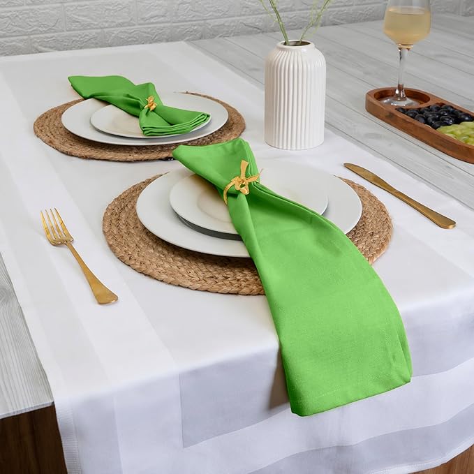 Blue Needles Solid Cloth Napkins Set of 12 Apple Green 100% Cotton Dinner Napkins 18x18 inches, Soft, Reusable, Absorbent, Washable Linen, Ideal for Fall Thanksgiving Events, Parties & Everyday Use