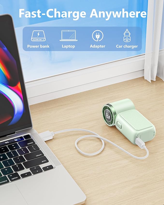 Portable Handheld Mini Fan, 6 Gear Wind, Hand Small Travel Personal Held Fans, Rechargeable Turbo Fan, Gifts for Women Men, for Camping Vacation Outdoor (green)