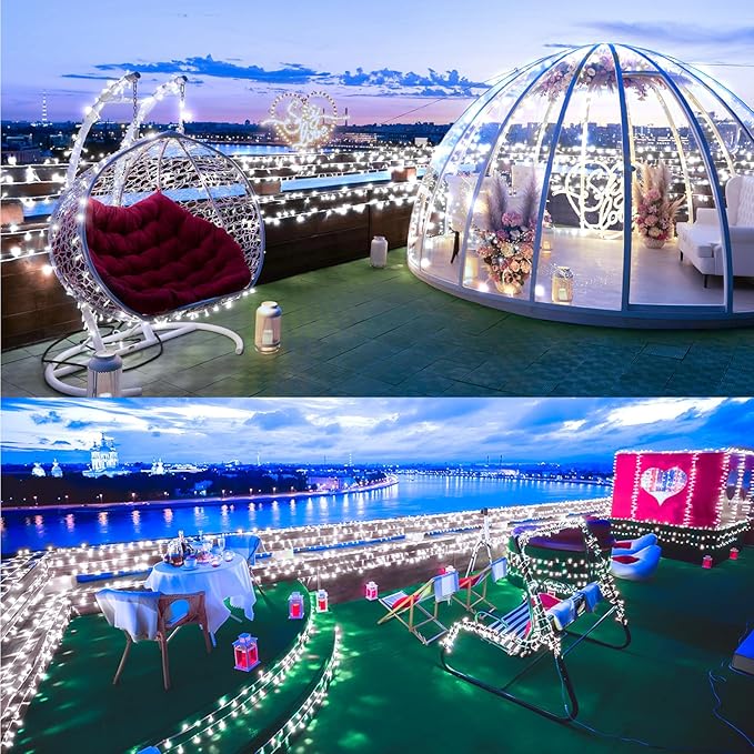 SAUIRS 60FT 160 LED Christmas Lights Outdoor String Lights with 8 Modes Timer Waterproof Fairy Light Plug in for Outside Indoor Party Xmas Palm Tree Yard Wedding Decorations(Cool White)