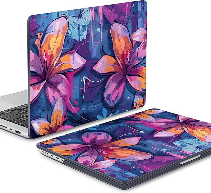 Mektron Case for 2025 MacBook Pro 16" M4 A3403 A3186 M3 A2991 M2 A2780 M1 A2485 (2021/2023/2024) Pro/Max with Touch ID, Hard Shell Plastic Laptop Cover Keyboard Cover, Graffiti Flower