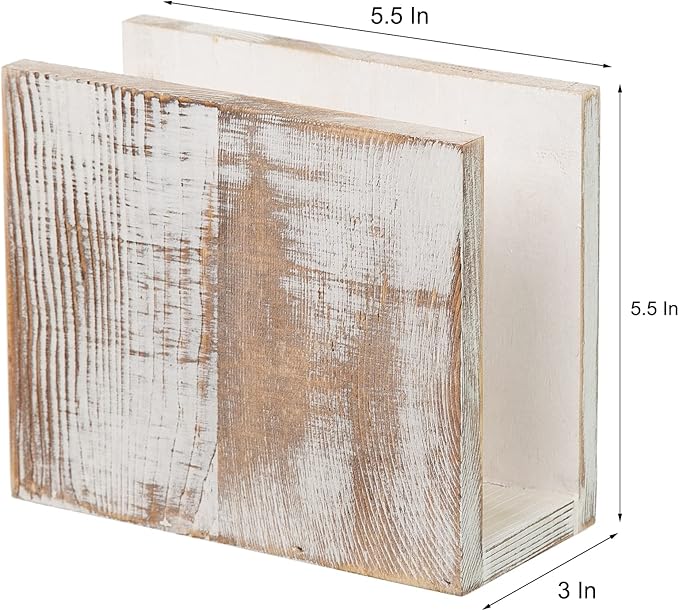 Rustic Wooden Paper Napkin Holder Farmhouse Napkin Storage Dispenser For Tables Kitchen Office Accessories for Restaurants, Dining Home Decor, Nature Vintage Home Gift Bar Decor