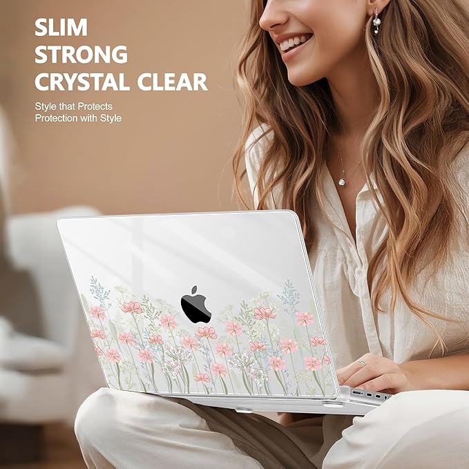 for MacBook Pro 16 inch Case 2021 2022 2023 2024 Release A3186 A3403 M4 A2991 M3 A2780 M2 A2485 M1 Pro/Max, Hard Shell Case with Screen Protector & Keyboard Cover, Floral C322
