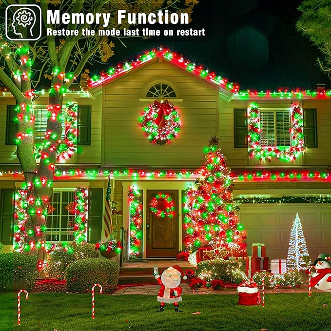 Christmas Lights Indoor, 132FT 400 LED Outdoor String Lights with 8 Modes Waterproof, Plug in Fairy Twinkle Lights Clear Wire for House Bedroom Xmas Patio Window Decorations