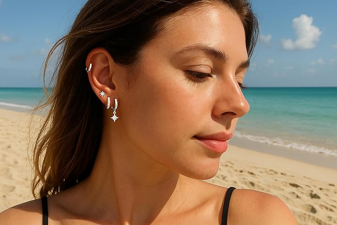 Small Gold Huggie Hoop Earrings Set for Women Men Hypoallergenic 14K Plated Stack Cartilage Earrings, Multiple Piercing Lightweight Mini Thin Cute Dainty Trendy Jewelry Set Christmas Gifts for Women