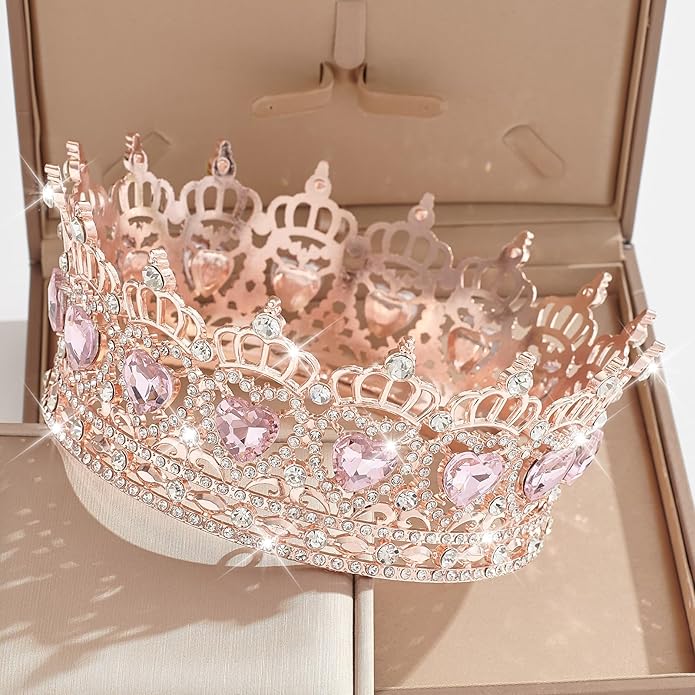 Queen Crown Wedding Rhinestone Heart Crowns and Tiaras for Women Costume Party Hair Accessories Princess BirthdayCrown Crystal Bridal Crown